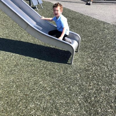 Rubber Mulch Play Area Surfacing - On Slide